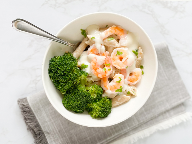 Shrimp Alfredo and Broccoli